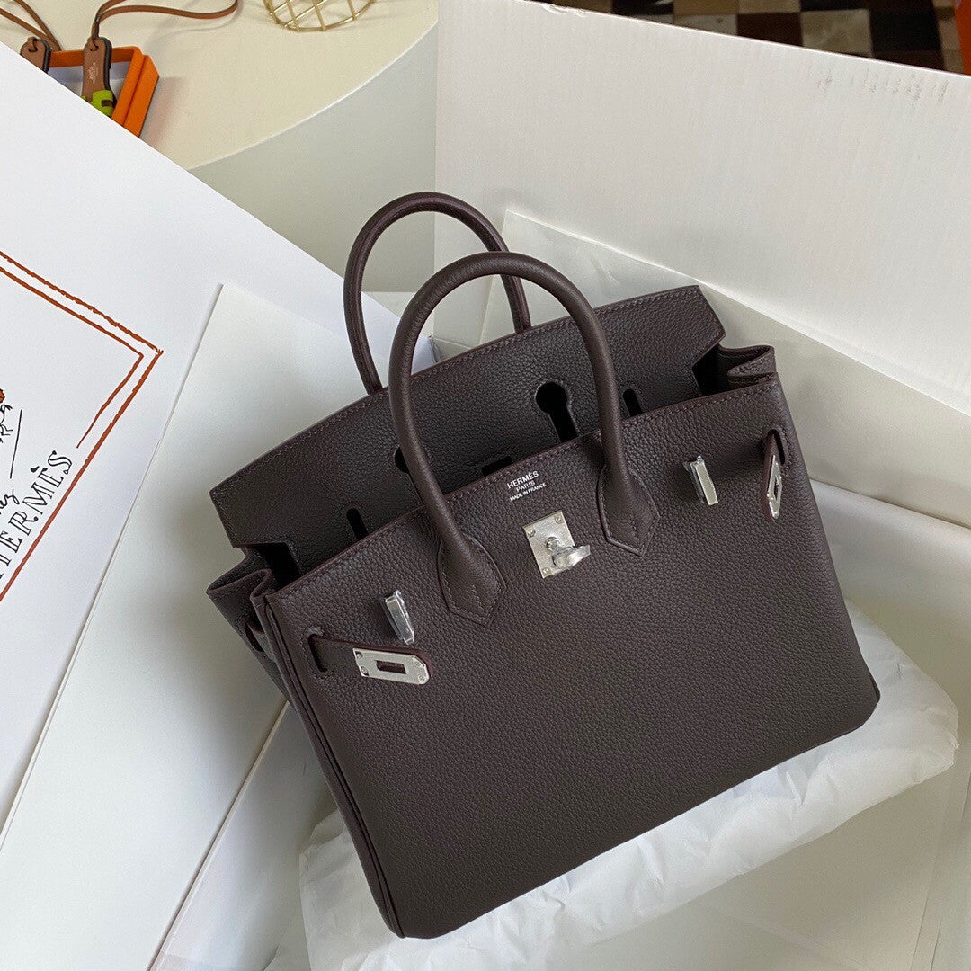 Hermes  46 Ebene Birkin 25 cm Togo Palladium Hardware