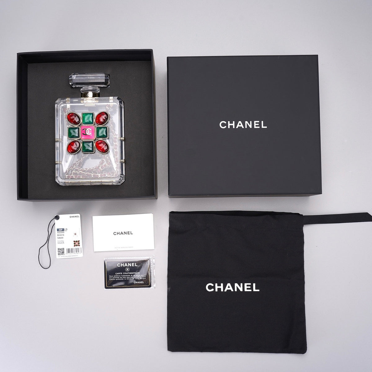 Chanel Limited Edition Green and Red Gripoix Maltese Perfume Minaudiere, 2020