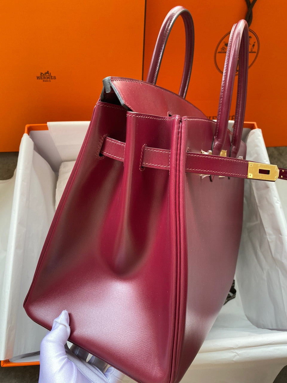 Hermes Bordeaux Birkin 35 Box Calf GHW