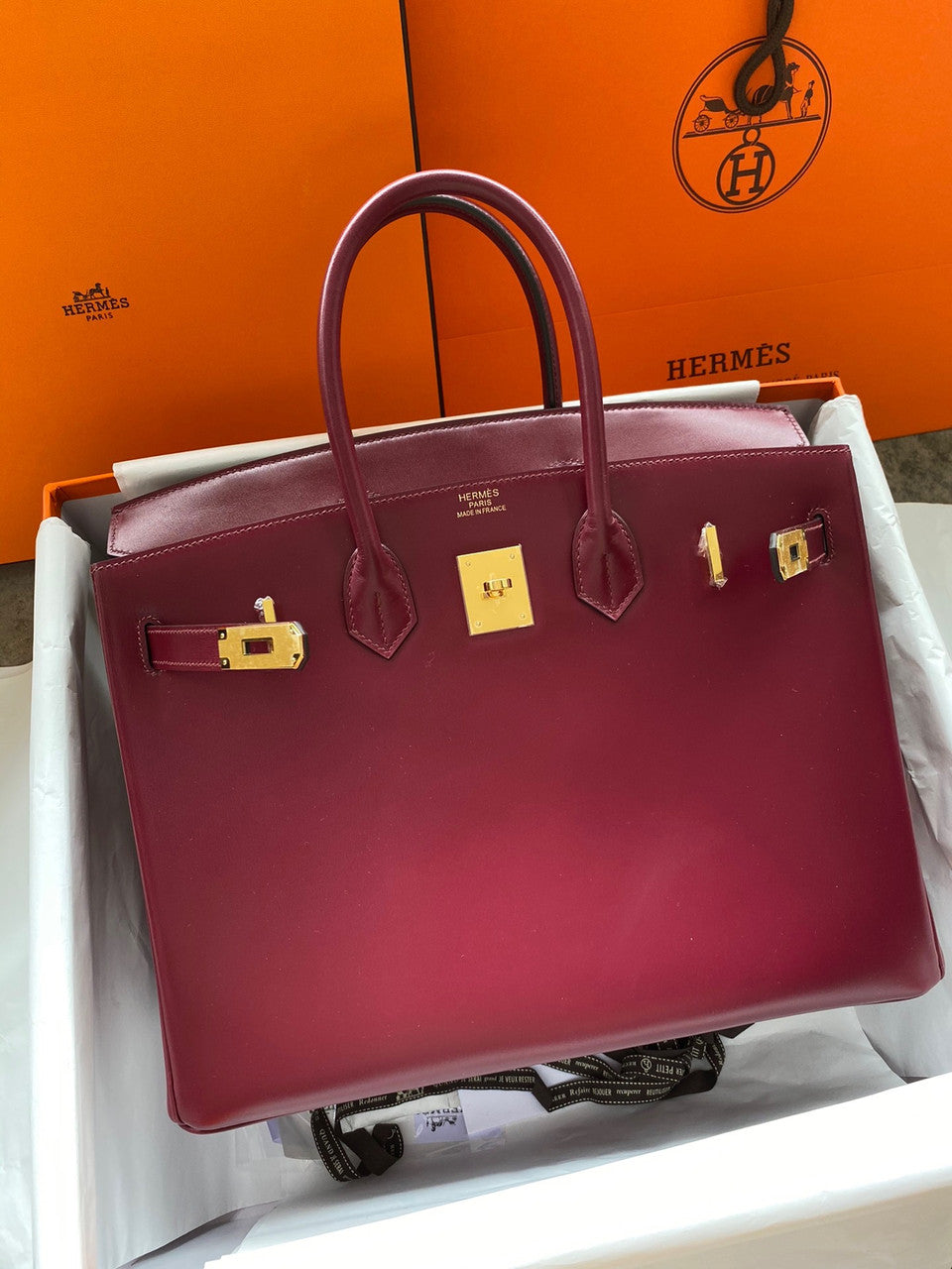 Hermes Bordeaux Birkin 35 Box Calf GHW