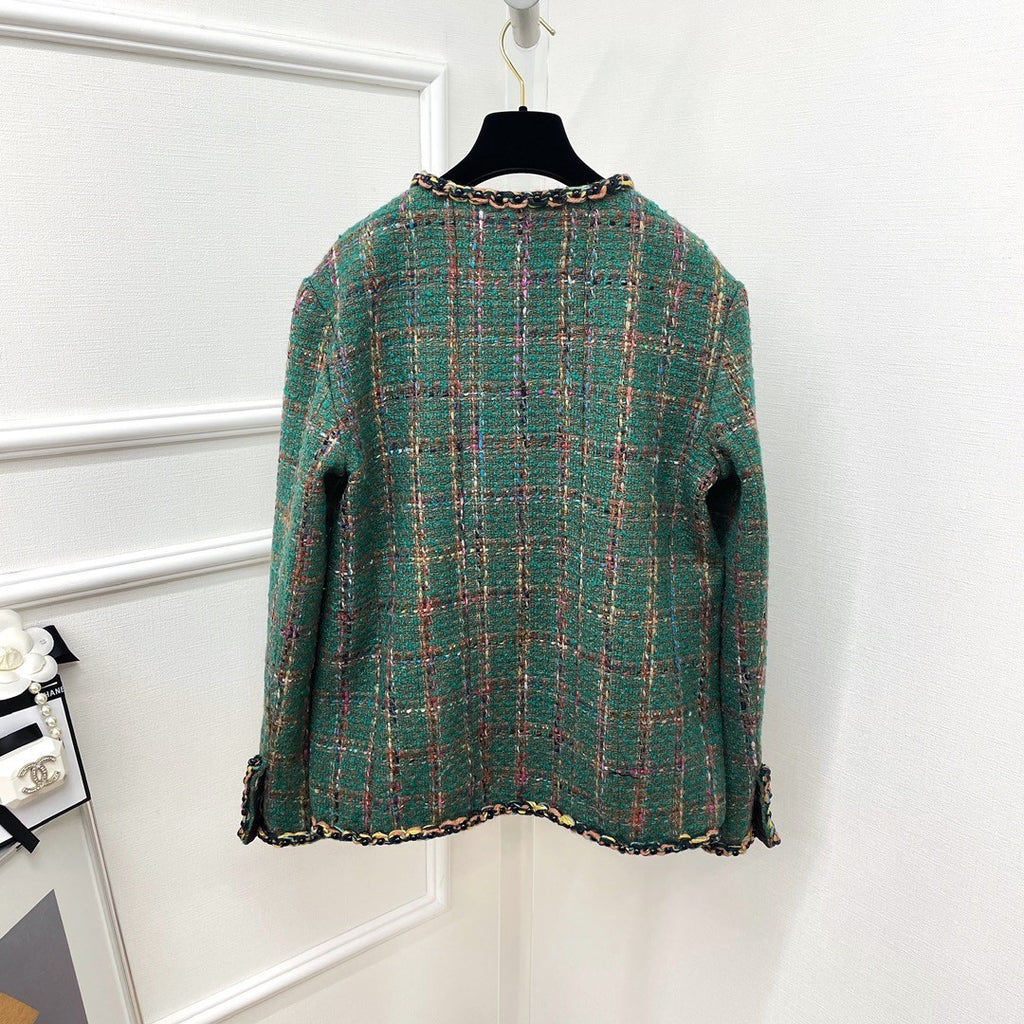 Chanel FW2023 Métiers d'Art Wool & Silk Tweed  Green Tweed Jacket