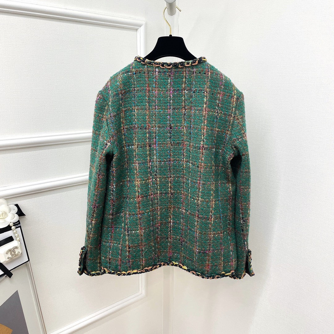 Chanel FW2023 Métiers d'Art Wool & Silk Tweed  Green Tweed Jacket