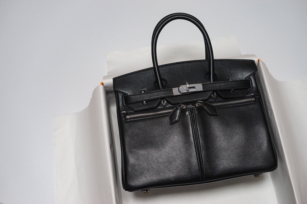 [Exclusive] Hermes Black Birkin Lakis 30 Bag with palladium hardware