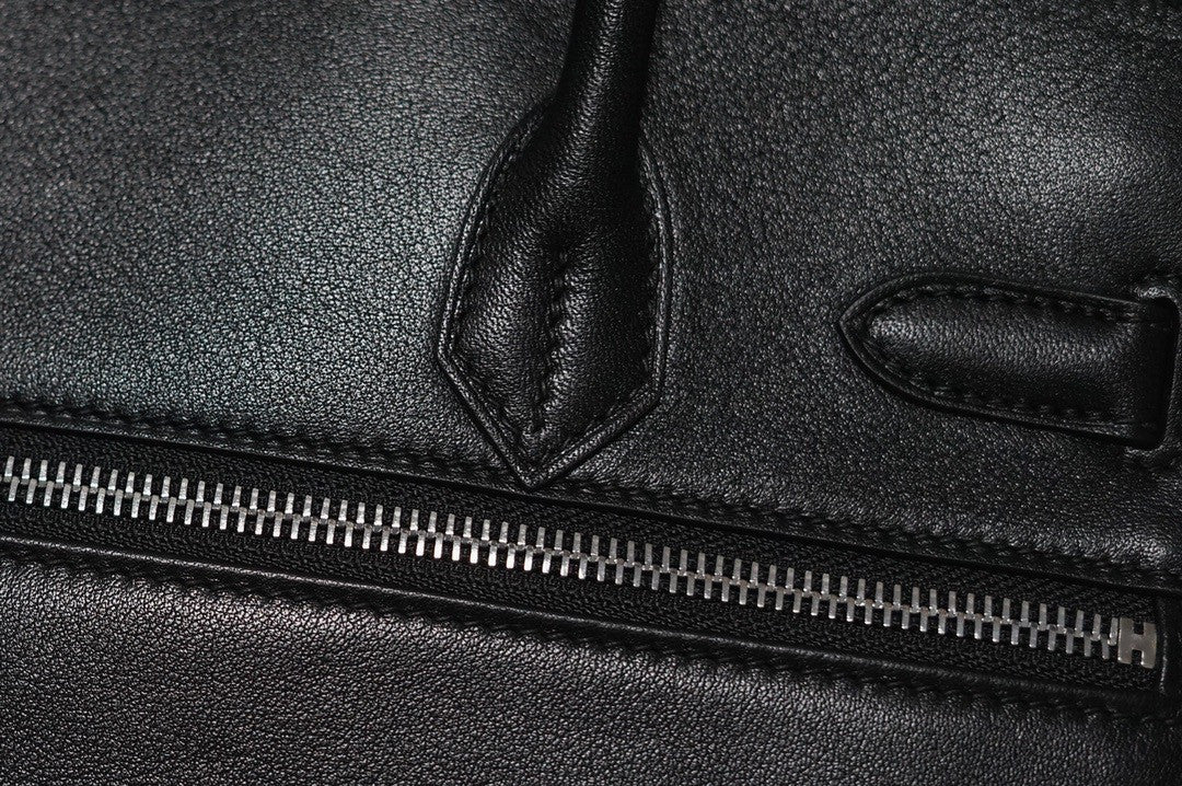[Exclusive] Hermes Black Birkin Lakis 30 Bag with palladium hardware