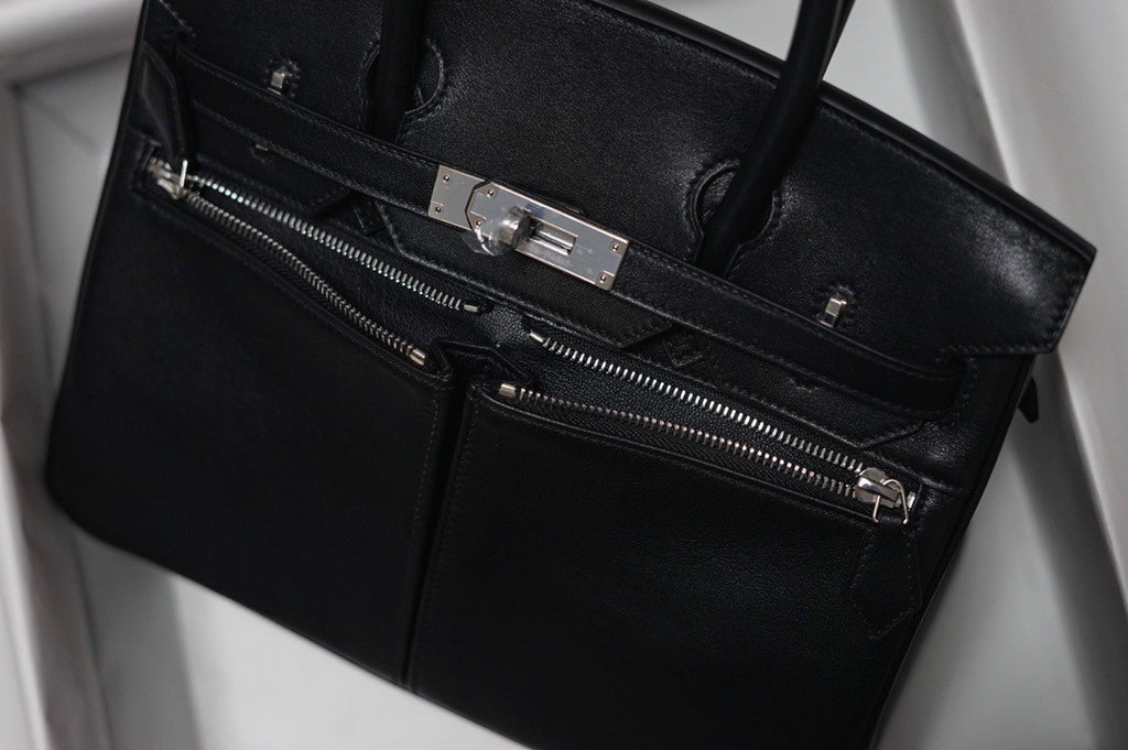 [Exclusive] Hermes Black Birkin Lakis 30 Bag with palladium hardware
