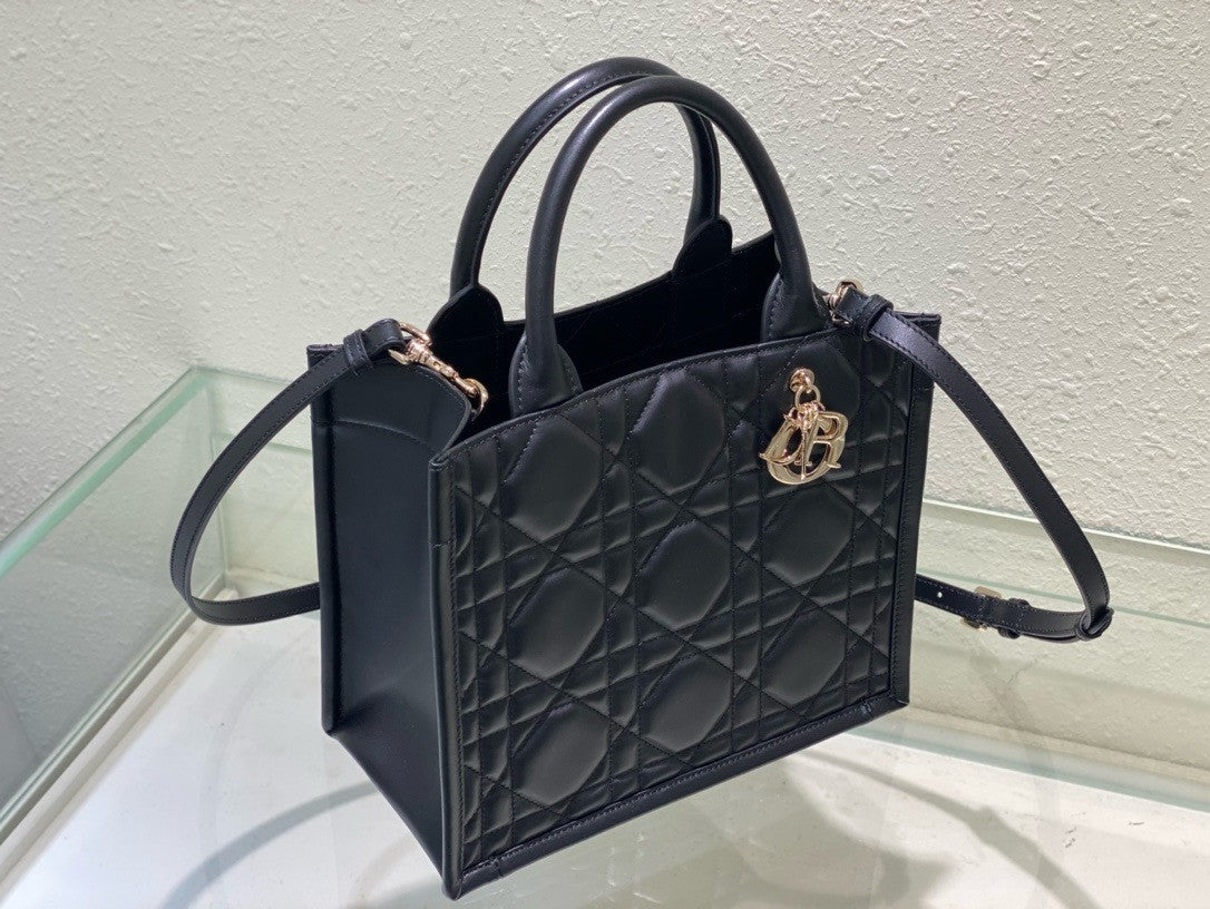 Christian Dior Small Dior Book Tote  Black Macrocannage Calfskin (26.5 x 21 x 14 cm)