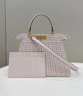 Fendi Peekaboo ISeeU Petite Crate interlaced leather bag with Selleria waxed thread