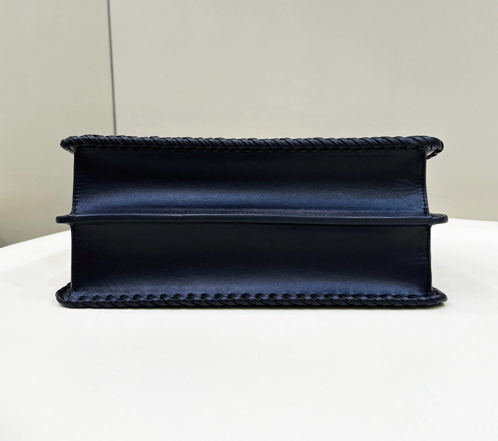 Fendi Peekaboo ISeeU Petite Black interlaced leather bag with Selleria waxed thread