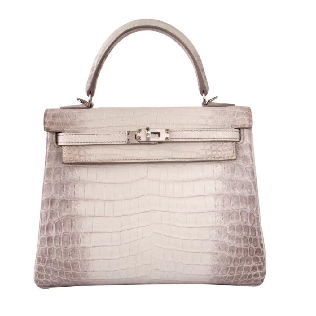 Hermes Kelly Bag 25 cm Matte Himalaya Nilo Crocodile Retourne with Palladium Hardware