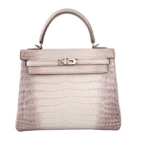 Hermes Kelly Bag 25 cm Matte Himalaya Nilo Crocodile Retourne with Palladium Hardware