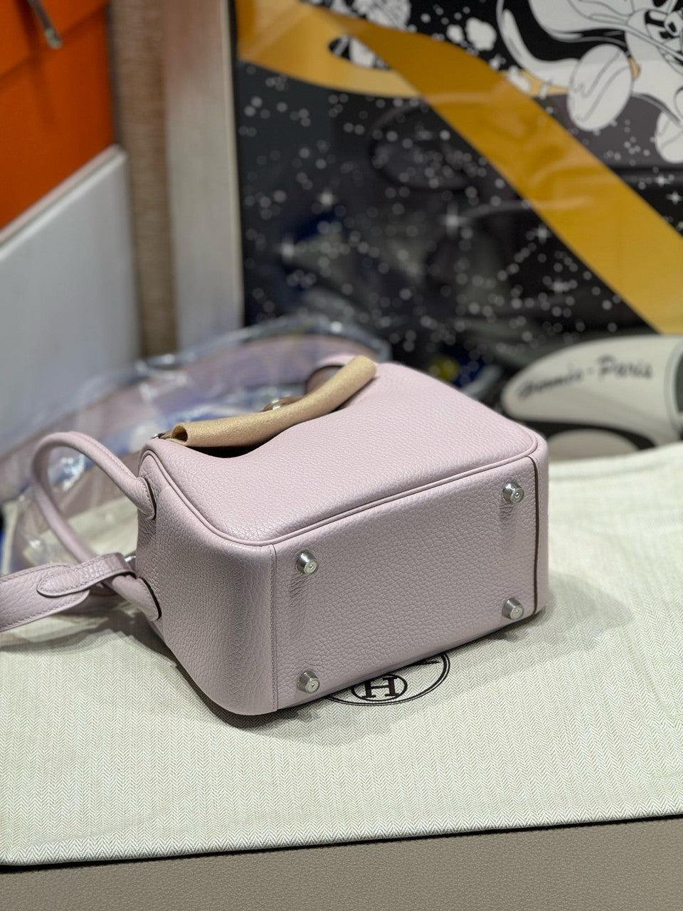 Hermes Mini Lindy 20cm Bag Mauve Pale Togo Palladium Hardware