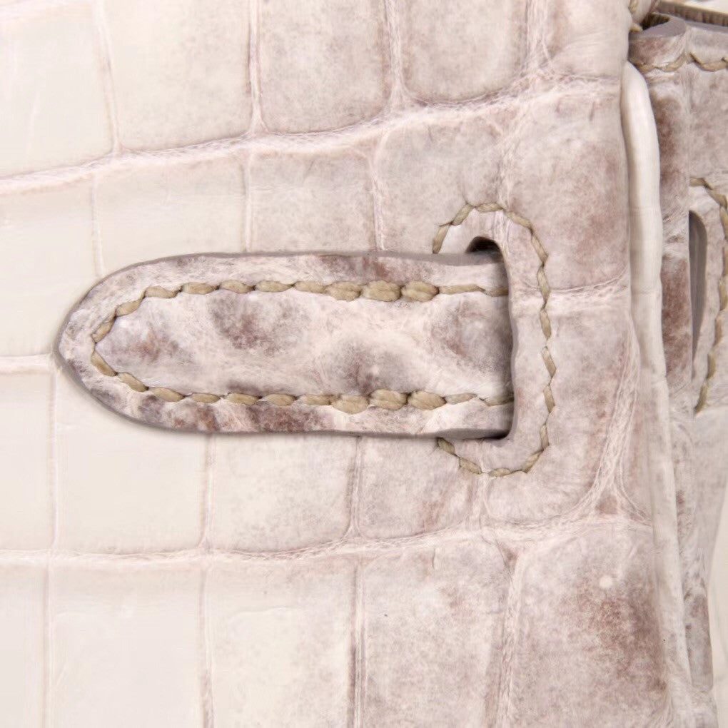 Hermes Kelly Bag 25 cm Matte Himalaya Nilo Crocodile Retourne with Palladium Hardware