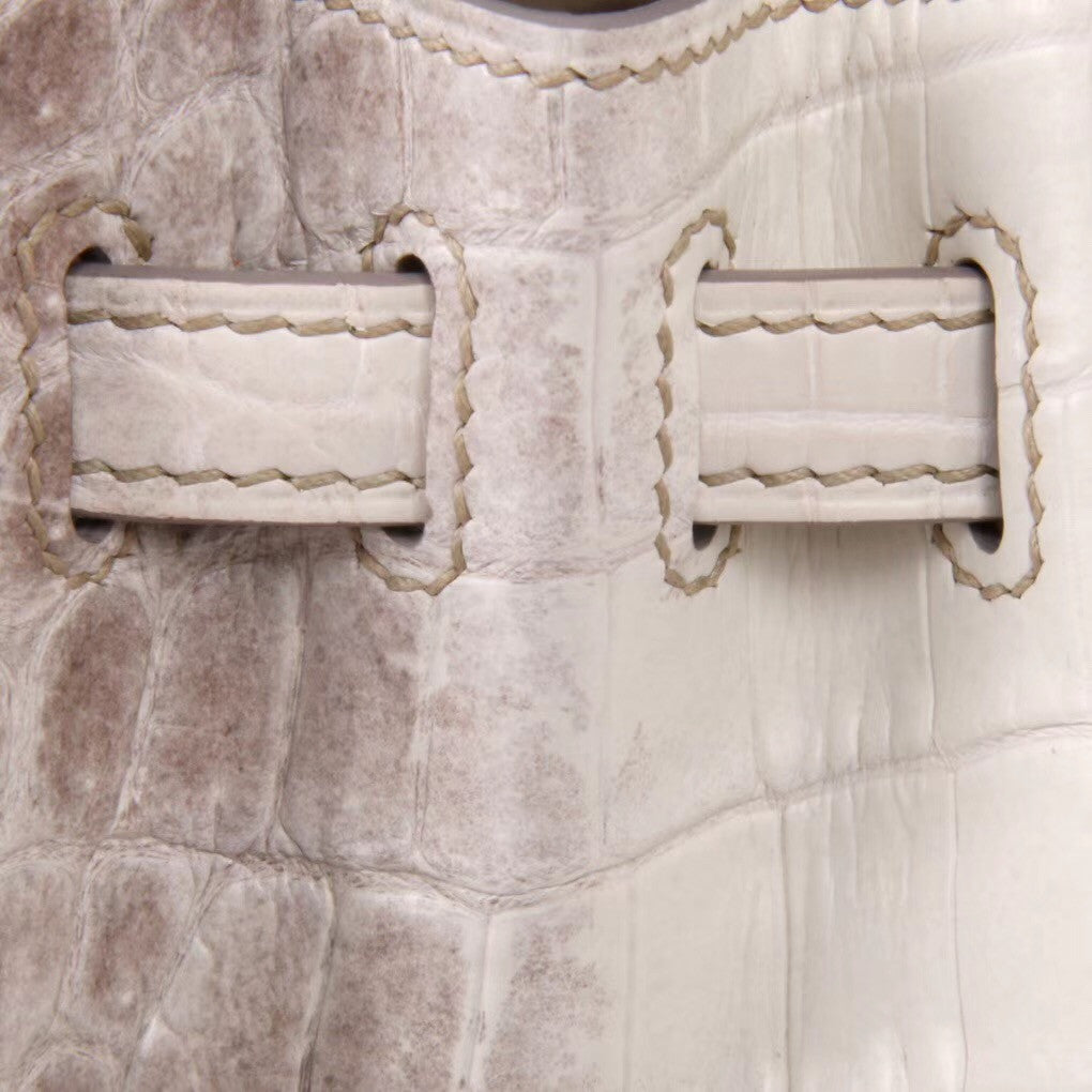 Hermes Kelly Bag 25 cm Matte Himalaya Nilo Crocodile Retourne with Palladium Hardware