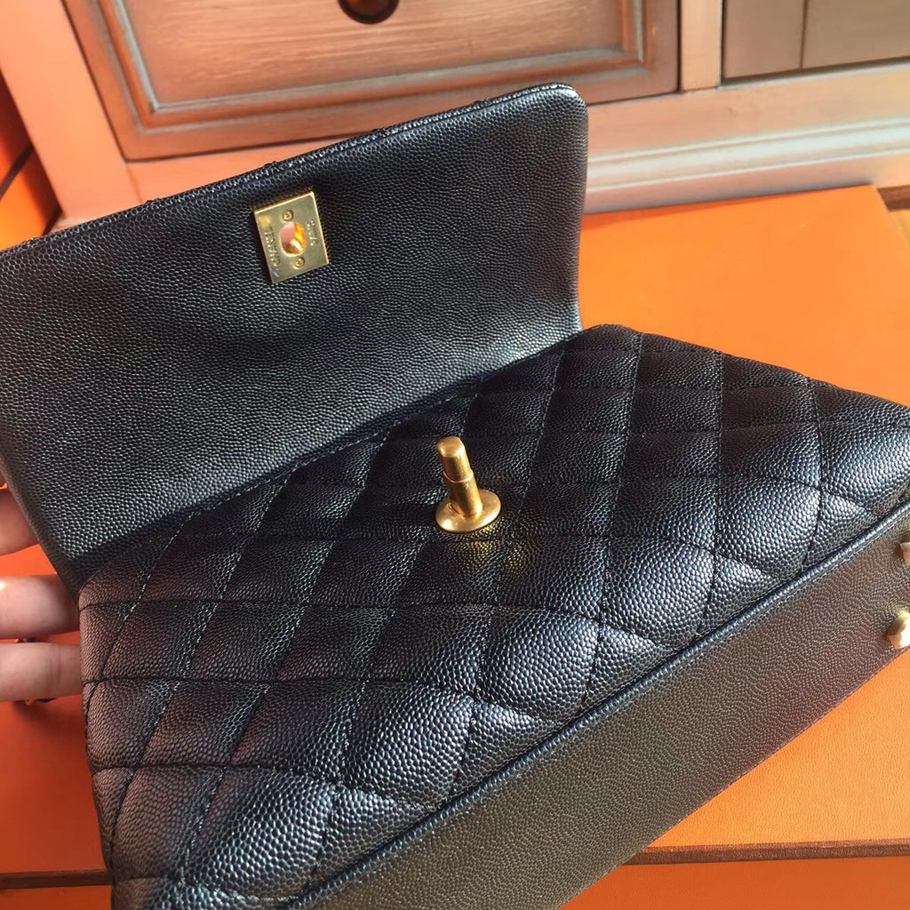 Chanel Black Calfskin/Lizard Coco Handle Small Bag