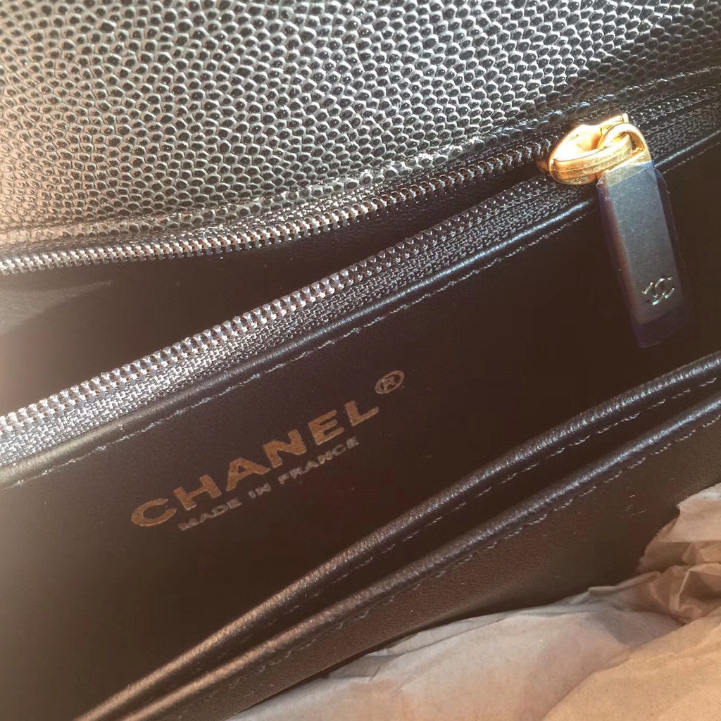 Chanel Black Calfskin/Lizard Coco Handle Small Bag