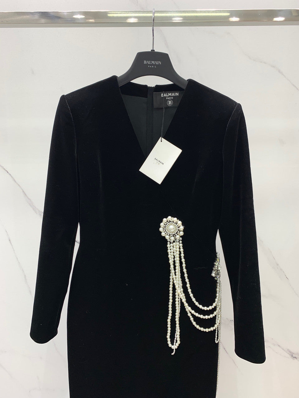 Blamain Long velvet dress with embroidery