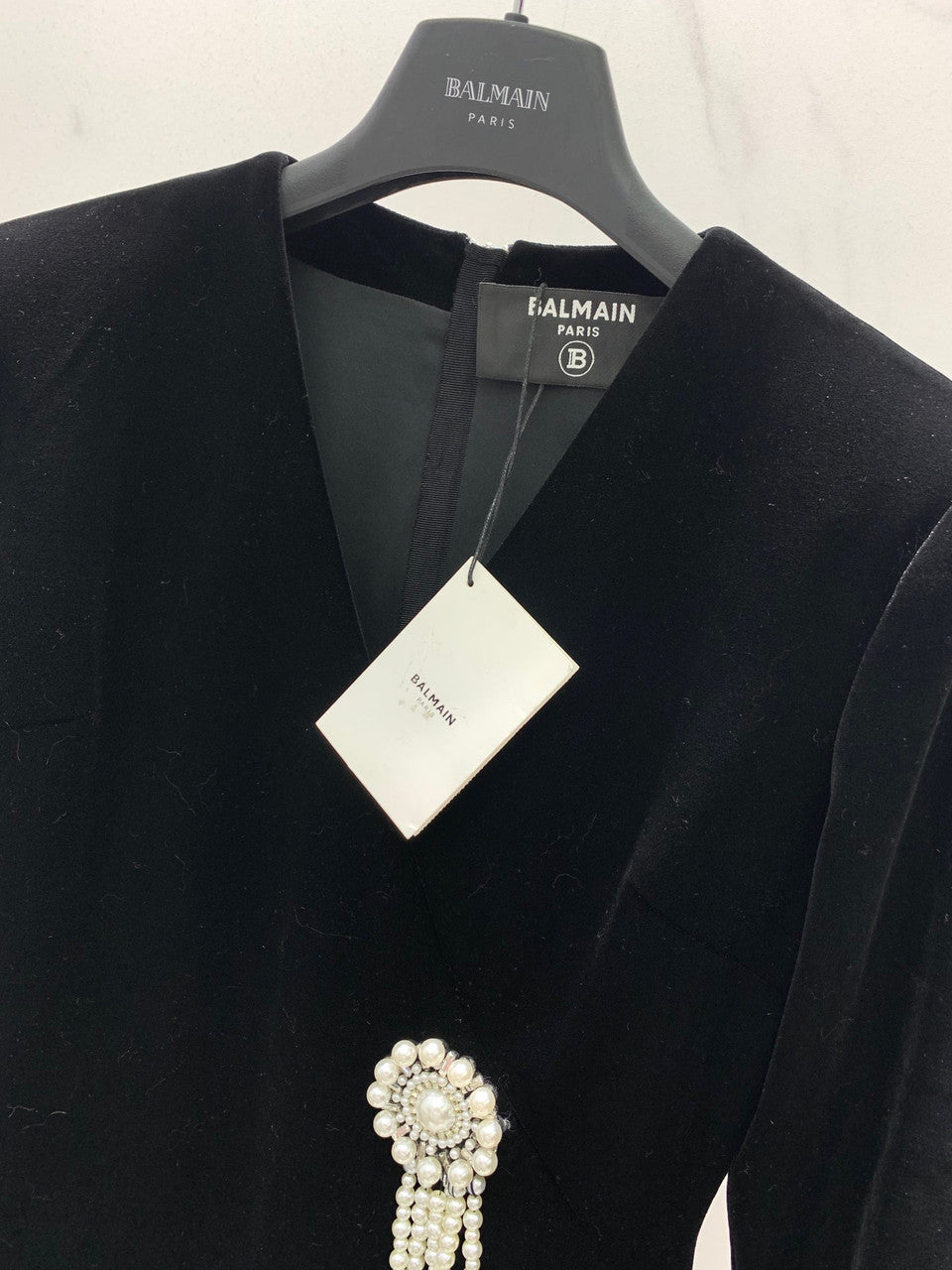 Blamain Long velvet dress with embroidery