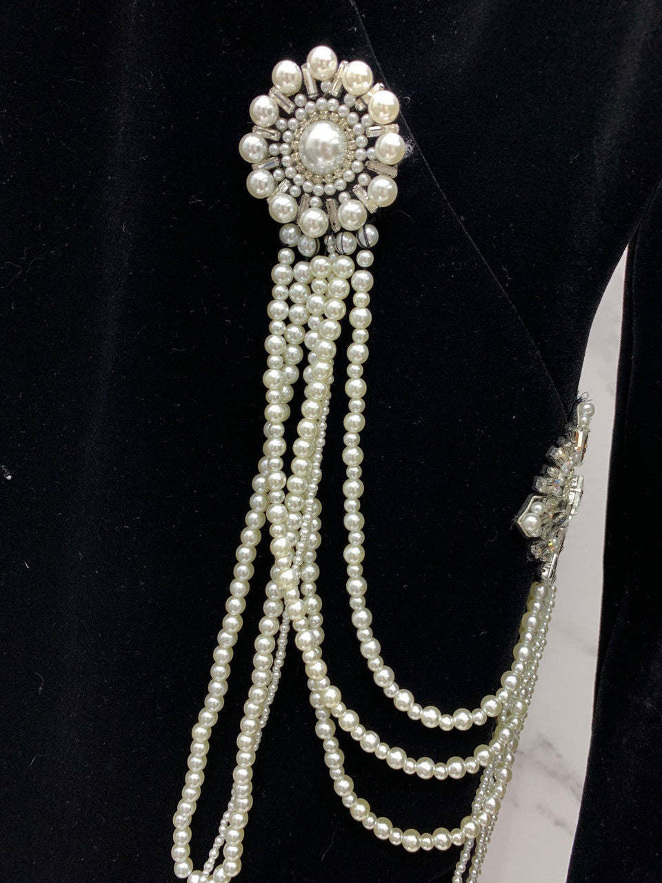 Blamain Long velvet dress with embroidery