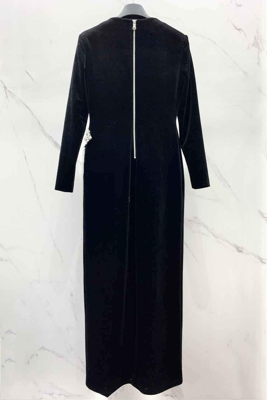 Blamain Long velvet dress with embroidery