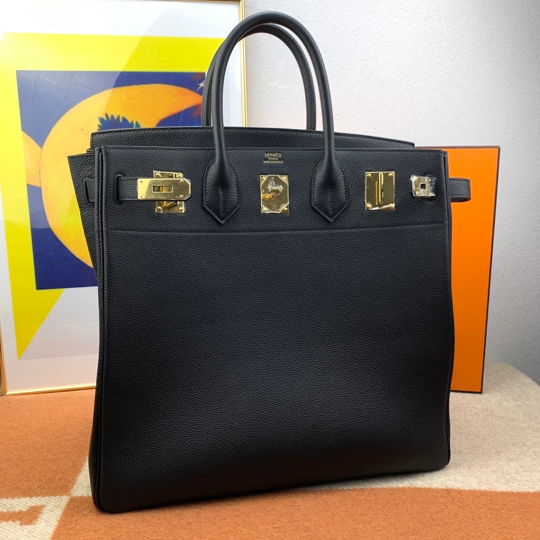 Hermes Birkin 40cm HAC Black Togo Gold Hardware Bag