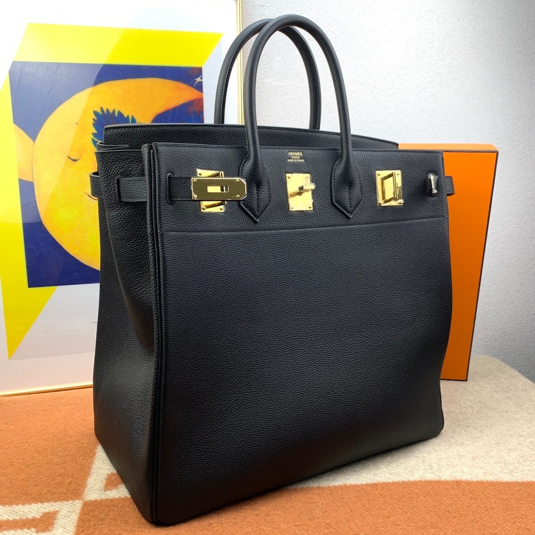Hermes Birkin 40cm HAC Black Togo Gold Hardware Bag