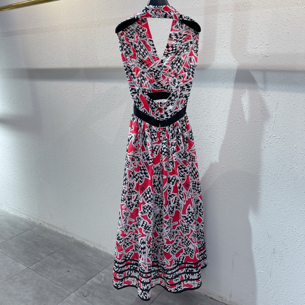 Chanel Printed Silk Muslin Dress