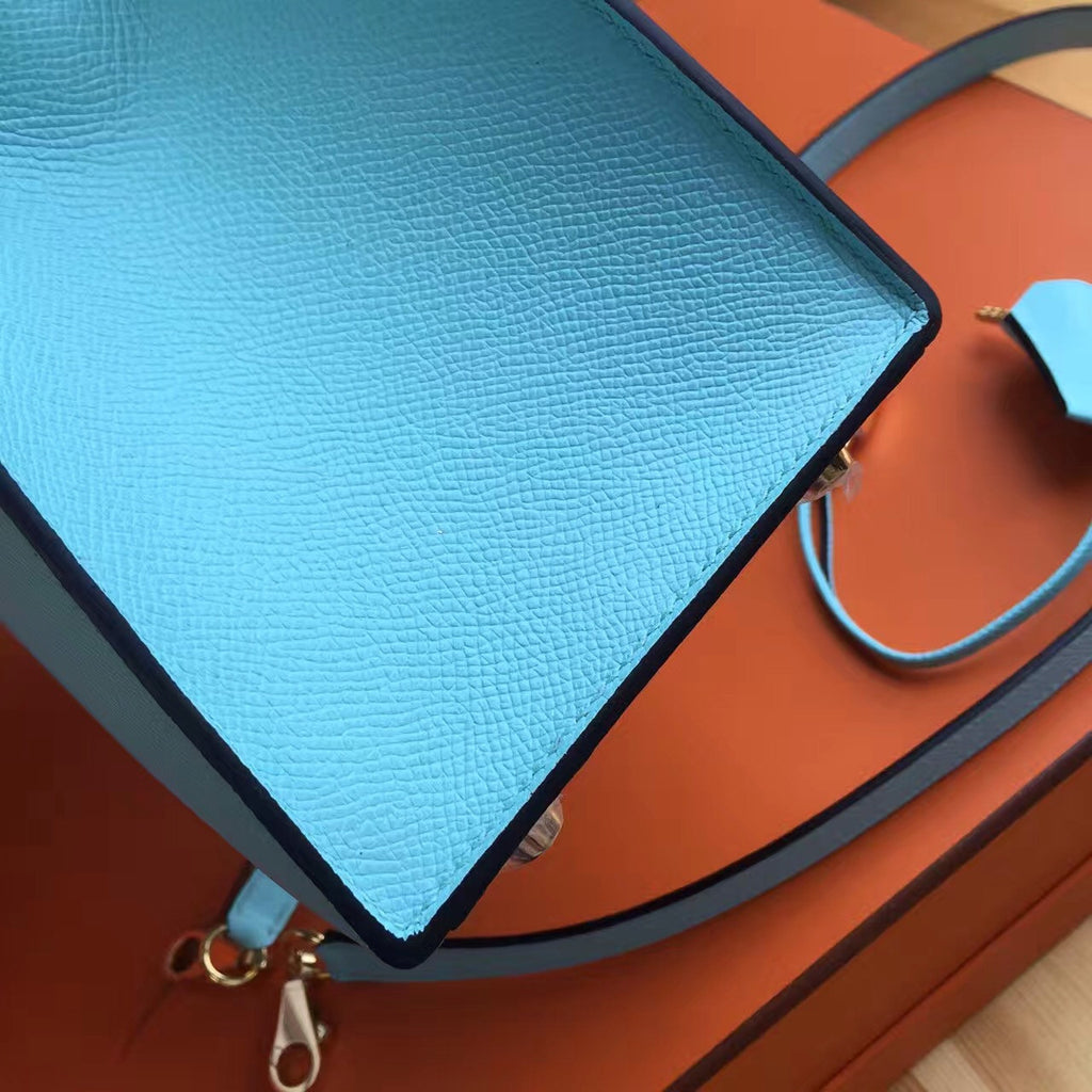 Hermès Blue Kelly 32 Togo Gold Hardware