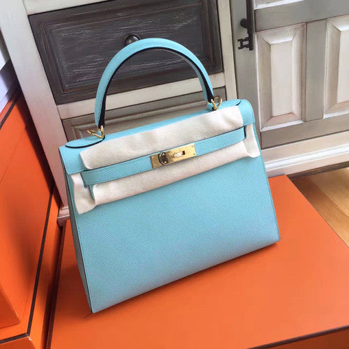 Hermès Blue Kelly 32 Togo Gold Hardware