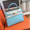 Hermès Blue Kelly 32 Togo Gold Hardware