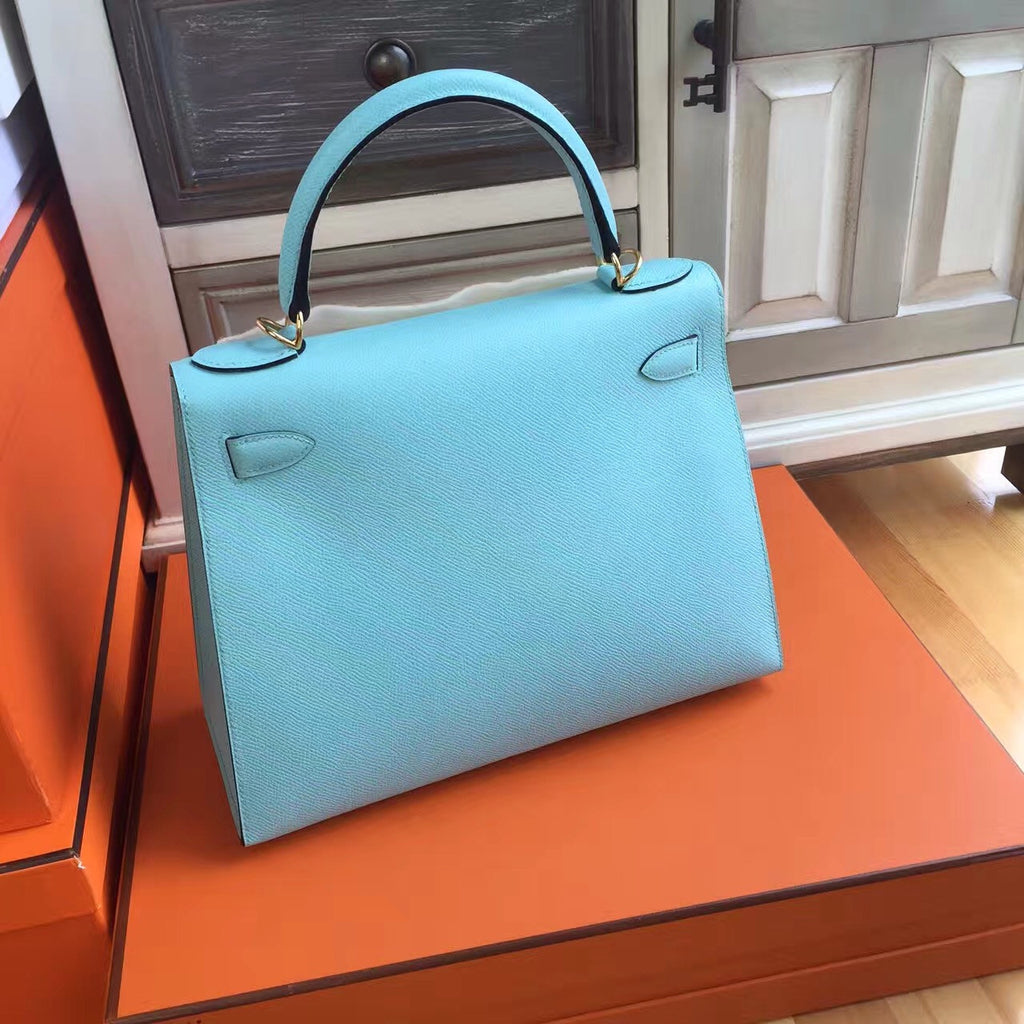 Hermès Blue Kelly 32 Togo Gold Hardware