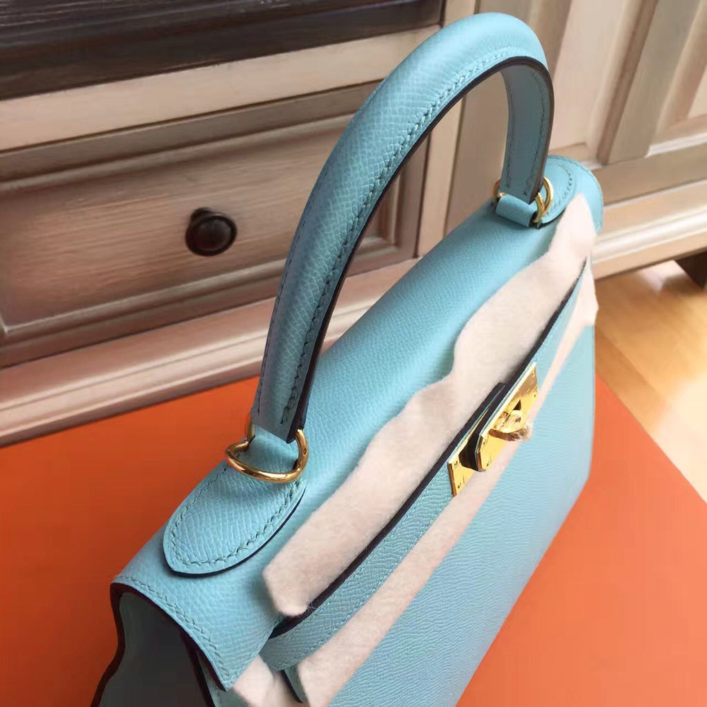 Hermès Blue Kelly 32 Togo Gold Hardware