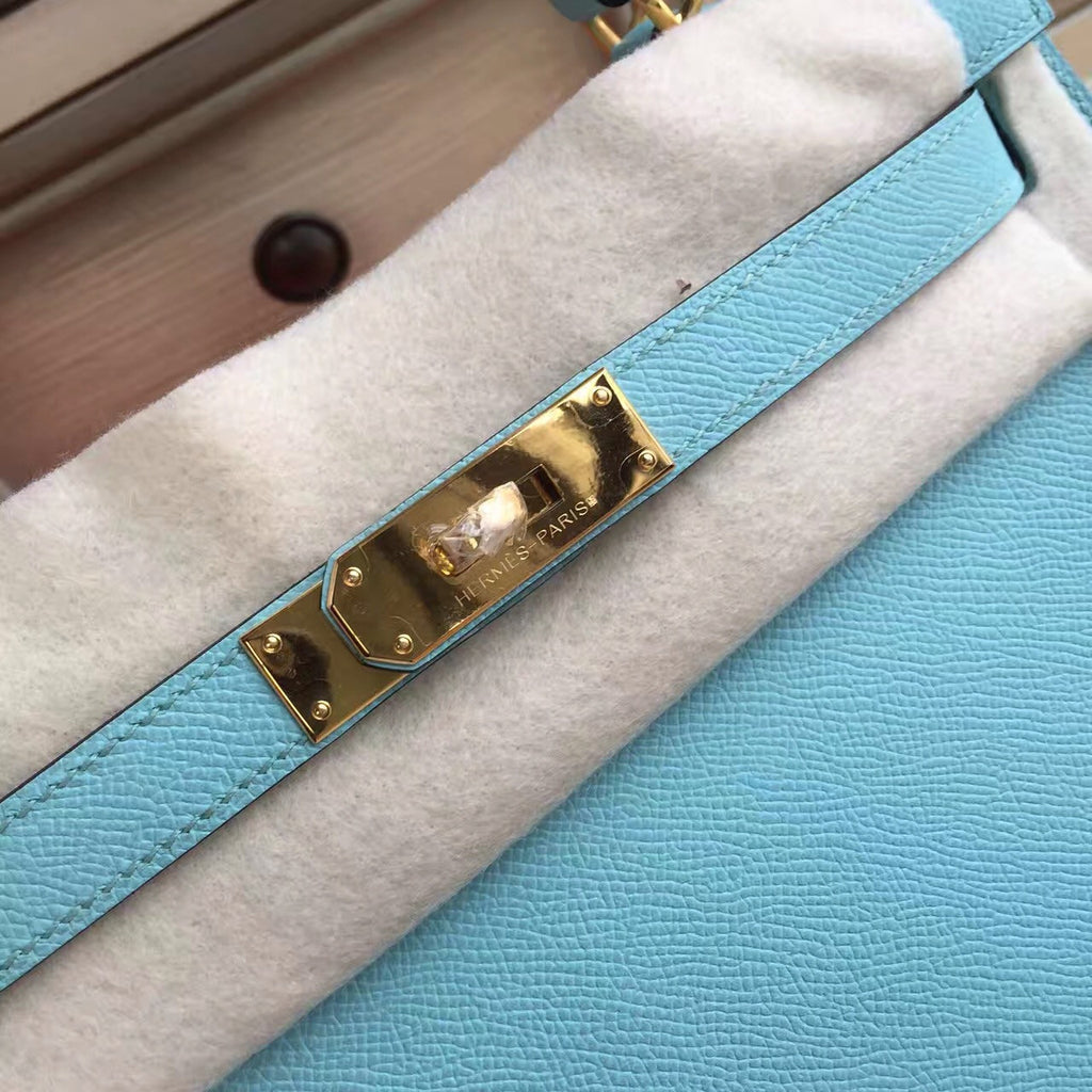 Hermès Blue Kelly 32 Togo Gold Hardware