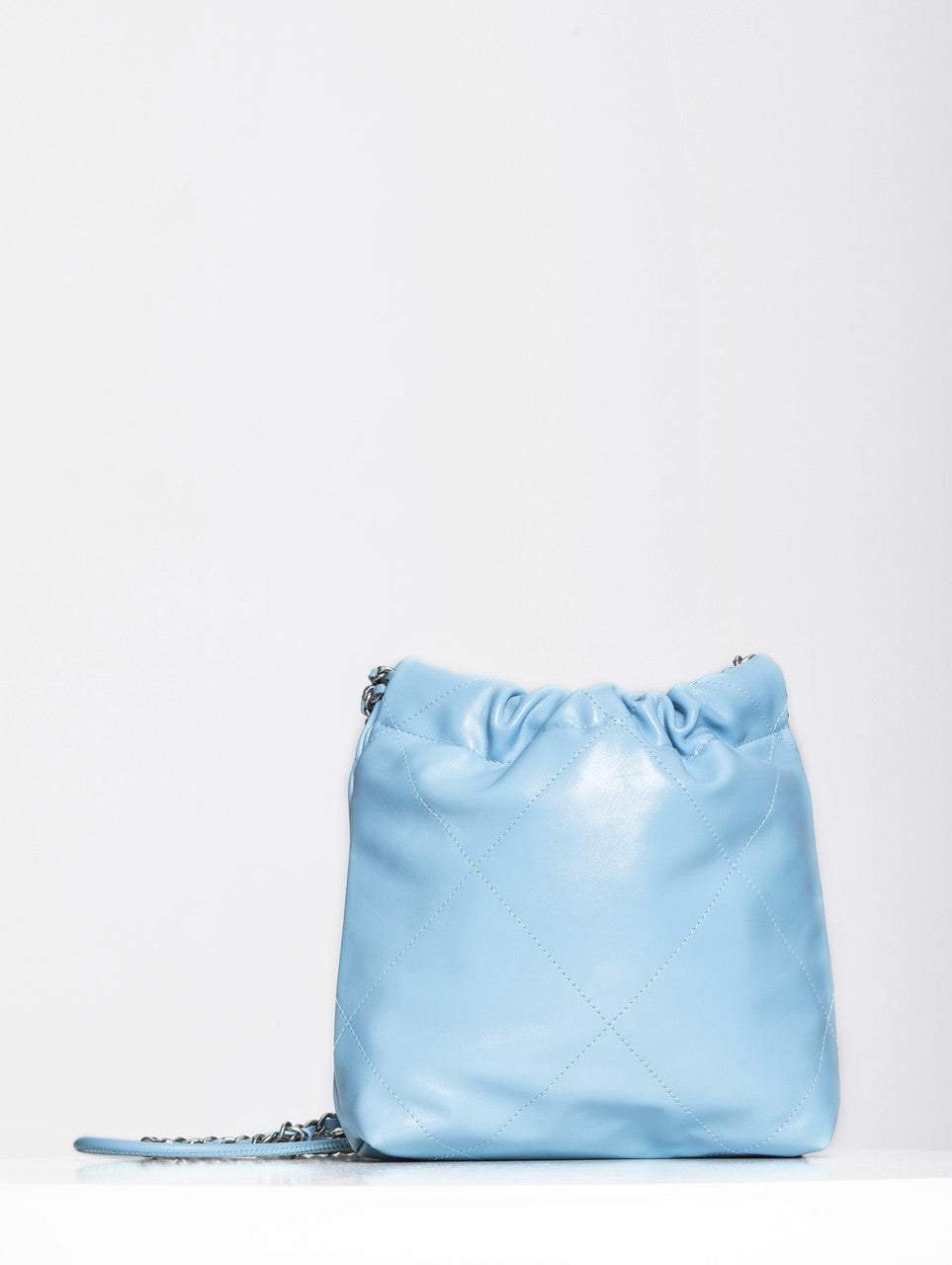 CHANEL 22 MINI HANDBAG SILVER LOGO SS2023 BABY BLUE