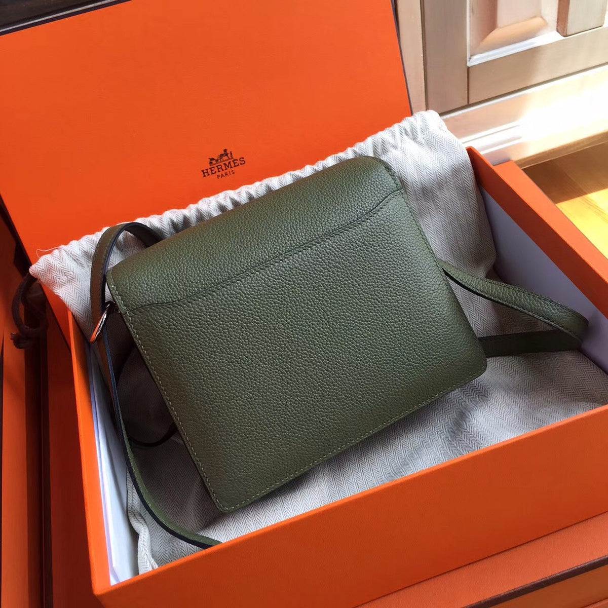 Hermes Vert Veronese Evercolor Calfskin Mini Roulis Bag