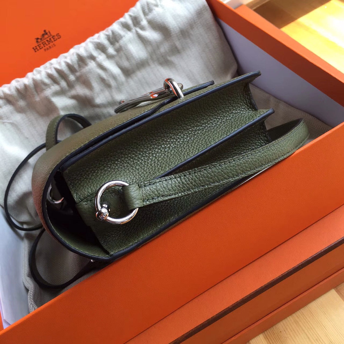 Hermes Vert Veronese Evercolor Calfskin Mini Roulis Bag