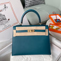 HERMÈS VERT BOSPHORE  SELLIER EPSOM KELLY 25CM GOLD HARDWARE