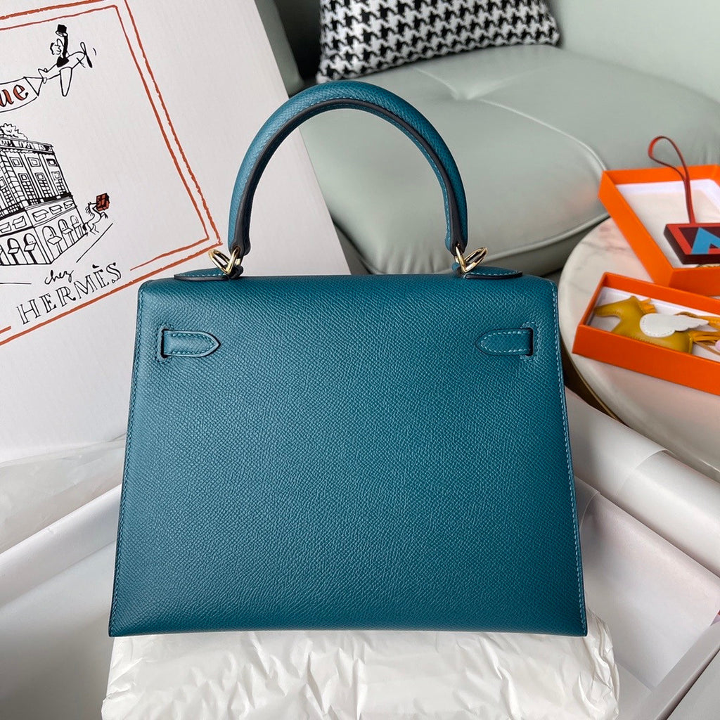 HERMÈS VERT BOSPHORE  SELLIER EPSOM KELLY 25CM GOLD HARDWARE
