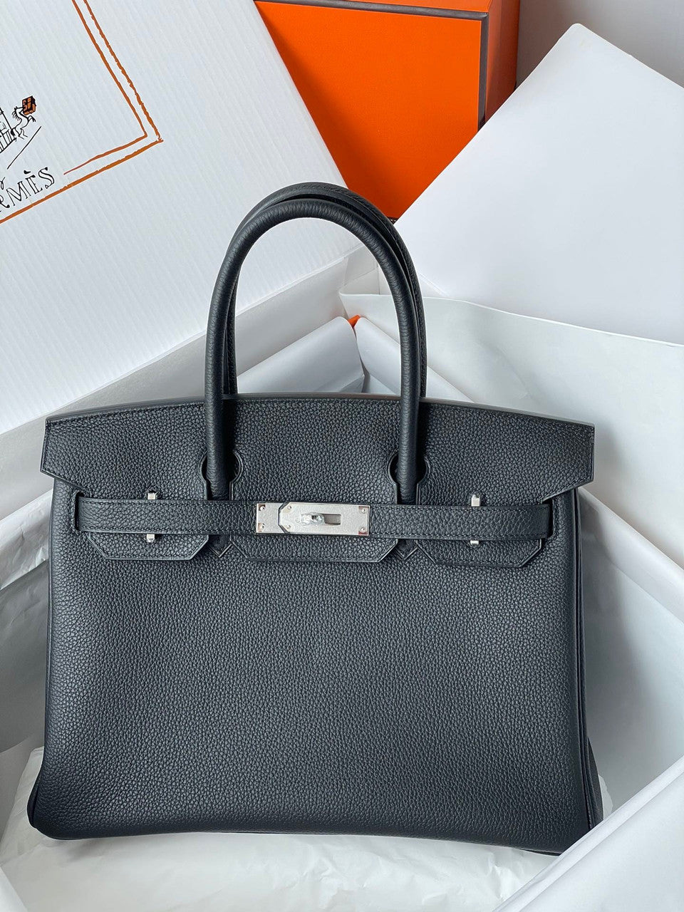 Hermes Graphite Birkin 25 cm Togo Palladium Hardware