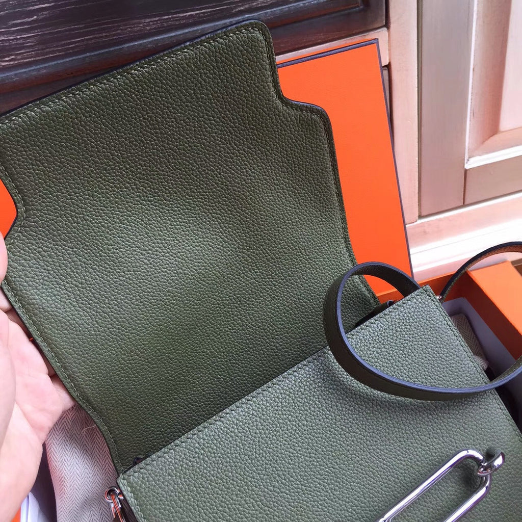 Hermes Vert Veronese Evercolor Calfskin Mini Roulis Bag