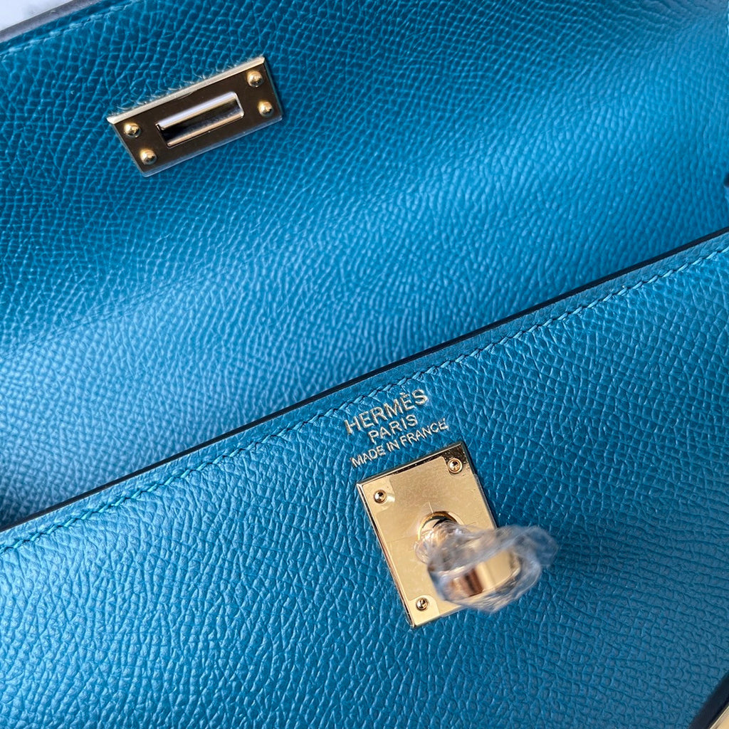 HERMÈS VERT BOSPHORE  SELLIER EPSOM KELLY 25CM GOLD HARDWARE