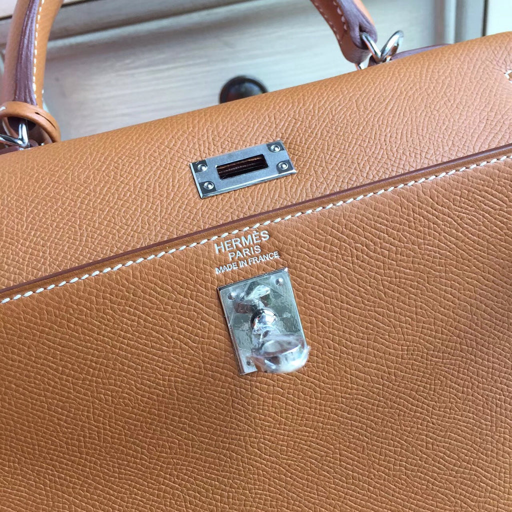 Hermes CK37 Brown Kelly 25 Epsom Palladium Hardware