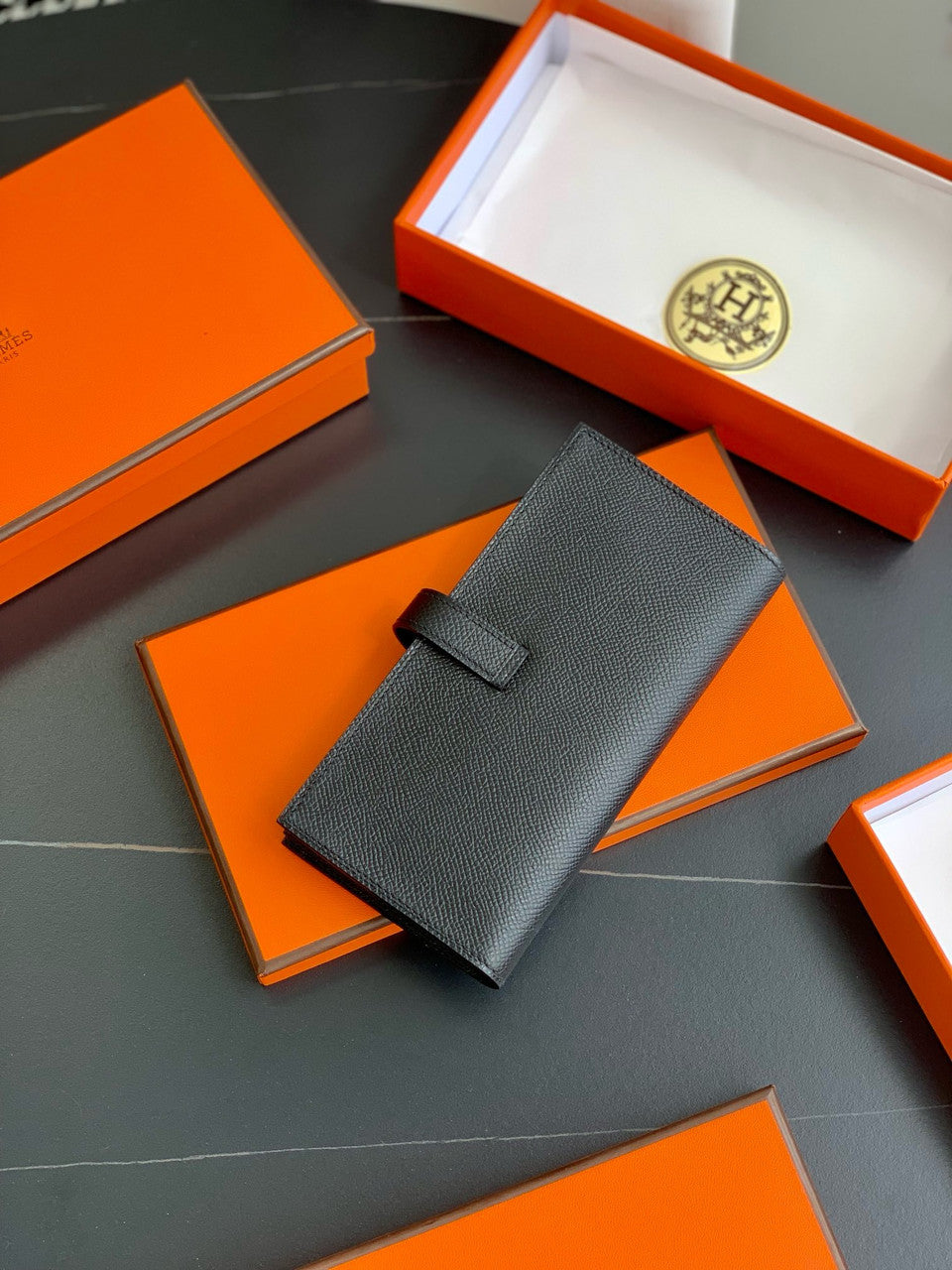 Hermes Bearn wallet Black Epsom Hermes