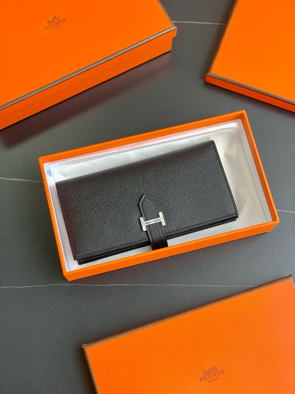 Hermes Bearn wallet Black Epsom Hermes
