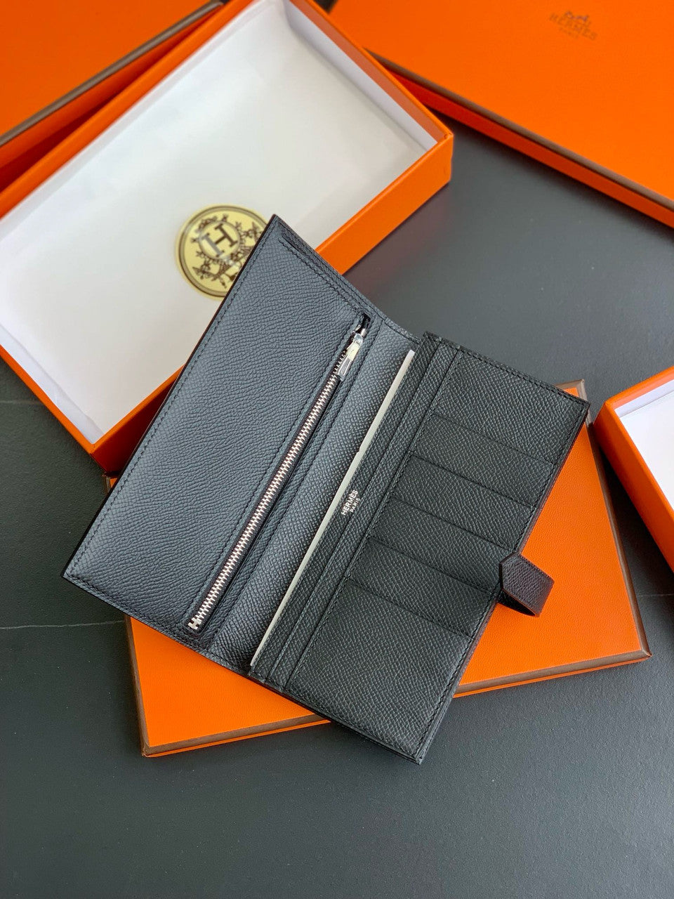 Hermes Bearn wallet Black Epsom Hermes