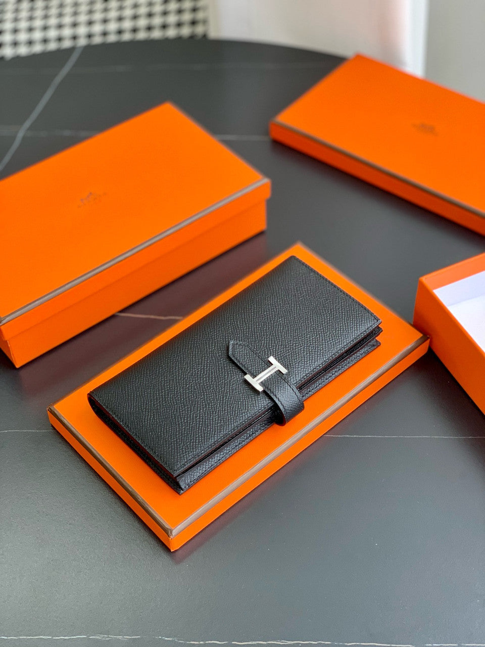 Hermes Bearn wallet Black Epsom Hermes