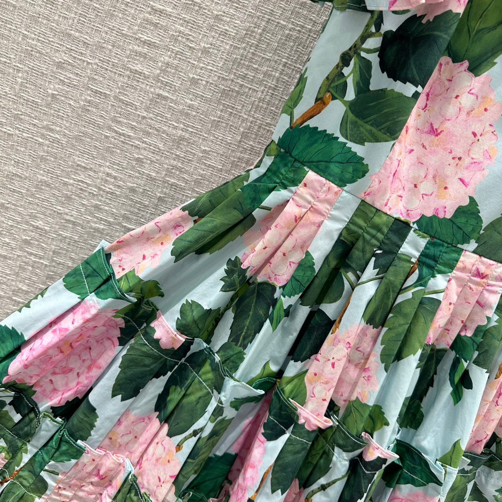 Oscar de la Renta  RUFFLE DETAIL HYDRANGEA OFF SHOULDER MINI DRESS