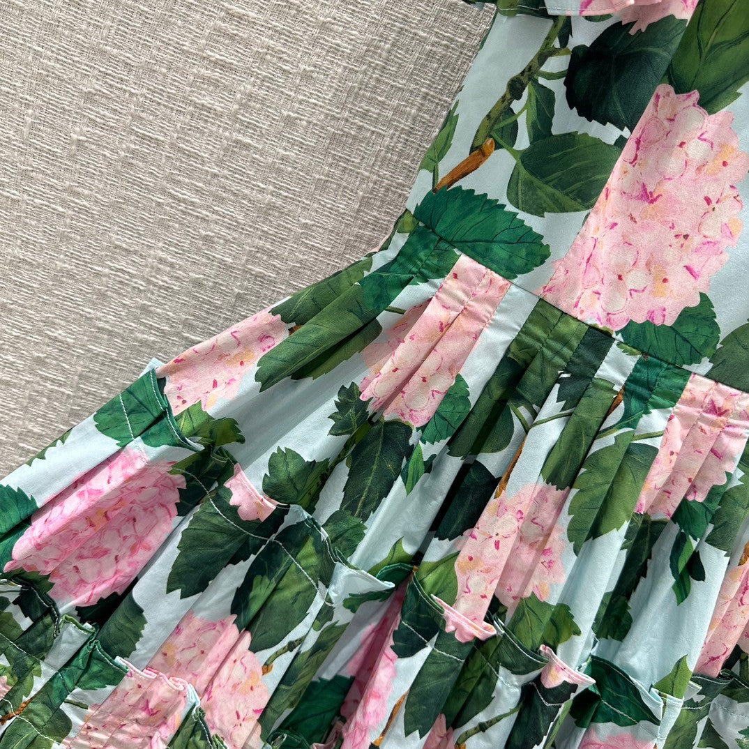Oscar de la Renta  RUFFLE DETAIL HYDRANGEA OFF SHOULDER MINI DRESS