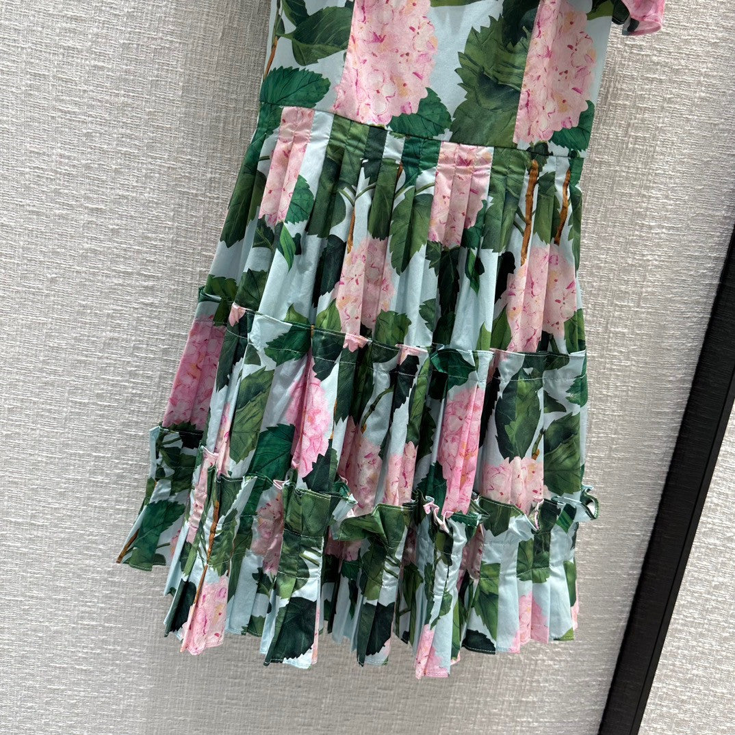 Oscar de la Renta  RUFFLE DETAIL HYDRANGEA OFF SHOULDER MINI DRESS