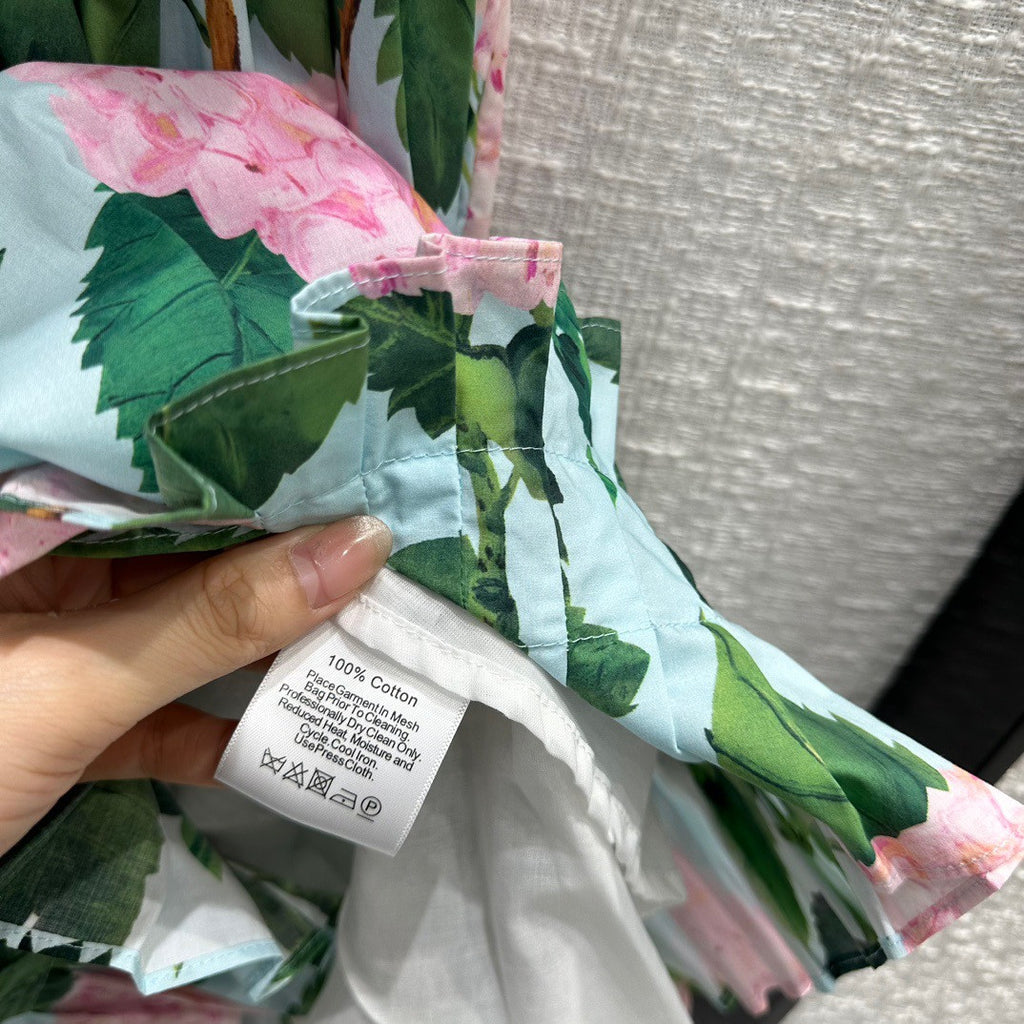 Oscar de la Renta  RUFFLE DETAIL HYDRANGEA OFF SHOULDER MINI DRESS