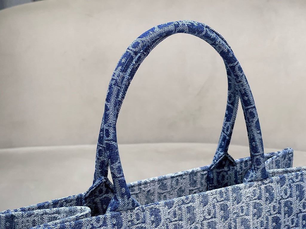 Christian Dior Medium Dior Book Tote  Blue Denim Dior Oblique Jacquard